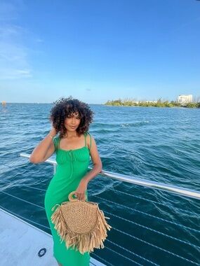 Green Tie-Shoulder Dress Women